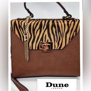 Dune London calf hair Western Chic leather animal print crossbody bag like NEW